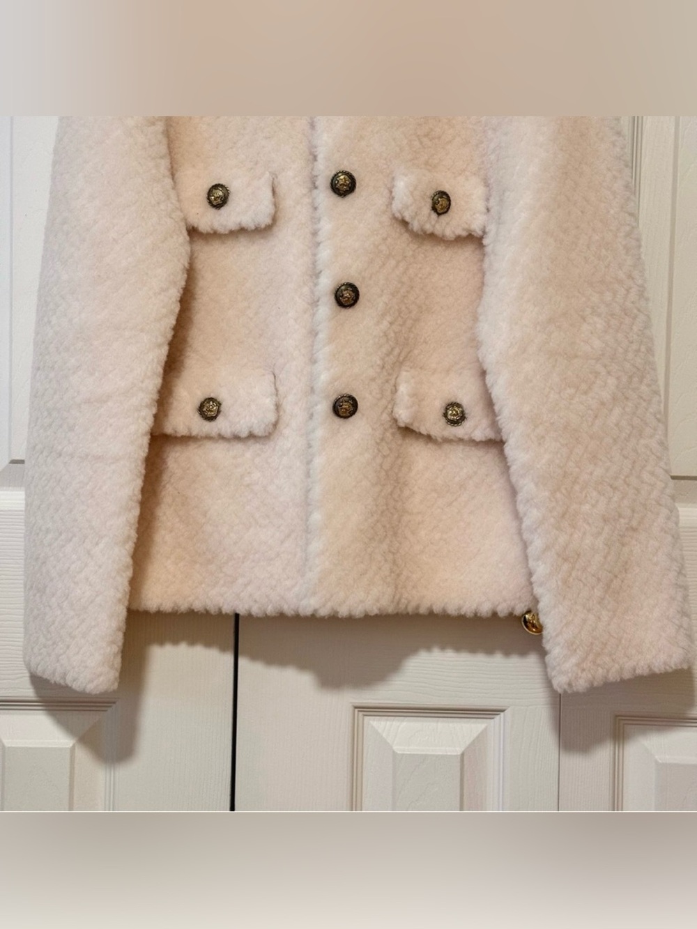 Cream Fuzzy Button-Front
Jacket - Picture 4 of 12